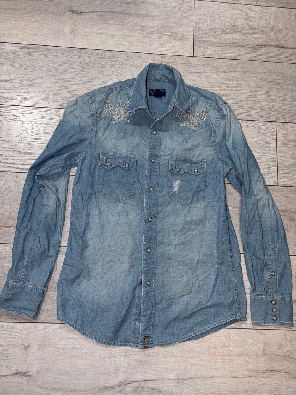 Ralph Lauren Denim Supply Southwestern Pearl Snap eagle embroidery top small vin